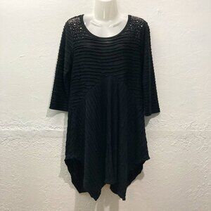 Cactus Tunic Top Whimsigoth Y2k Black Layers Lagenlook Embellished M